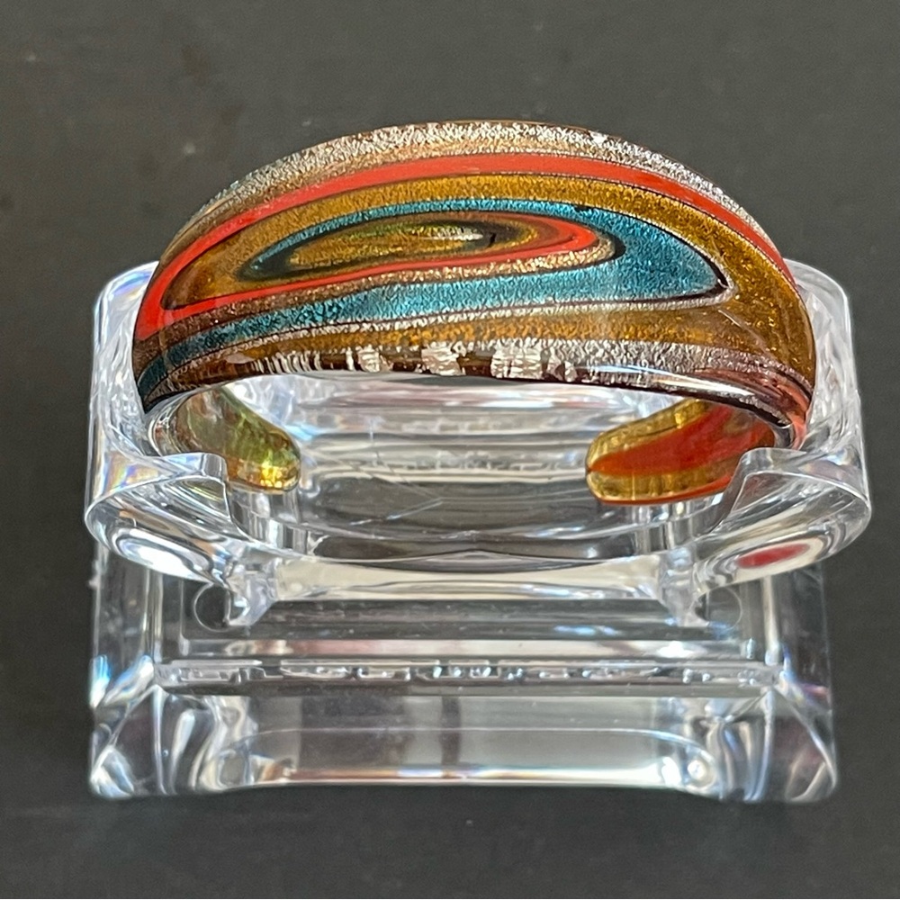 Murano Glass Colorful Swirl Cuff Bracelet